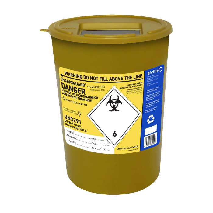 Alvita Sharpsguard Bin Yellow 3.75L 