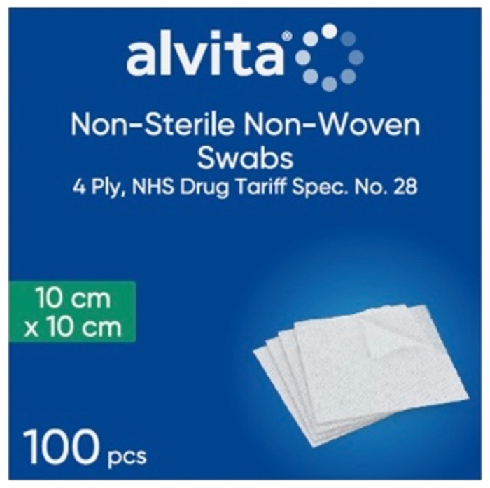 Alvita Gauze Swab Square Non-Sterile Non-Woven 10cm2 (100) 