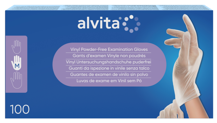Alvita Gloves Vinyl Powder-Free (medium) 100 